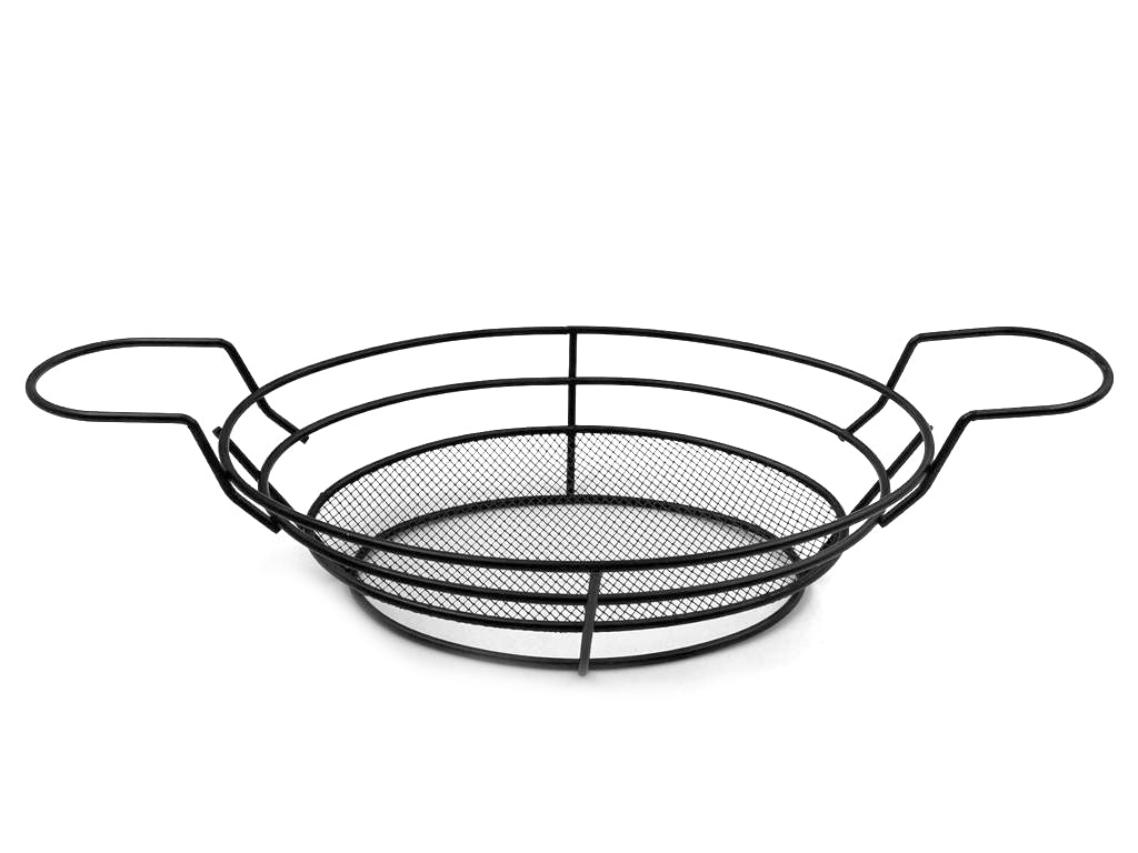 Black Oval Serving Basket 25 cm with 2 handles and base HouzeCart