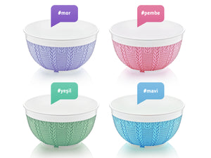 Plastic bowl with knit design; 0.25 lt X2 - HouzeCart