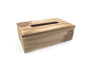 Wooden Tissue Box "Flower Engrave" - HouzeCart