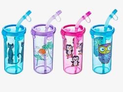 Plastic Bottle Cup with Straw