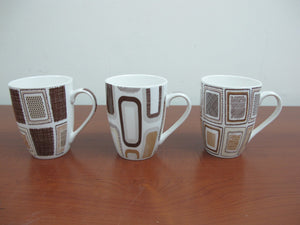 Brown Squares Design Porcelain Mug - HouzeCart