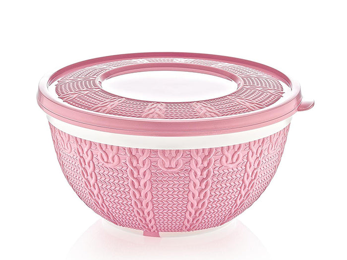 Knit design plastic bowl with cover; 0.25 lt X2