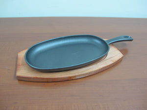 Oval Cast Iron Sizzling with wooden handle - HouzeCart