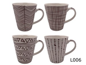 Porcelain Mug Brown Doodles L006 - HouzeCart