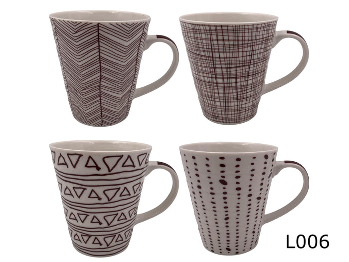 Porcelain Mug Brown Doodles L006