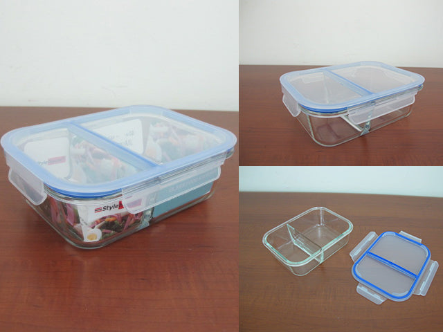 Large Divided Heat Resistant Glass Storage Box