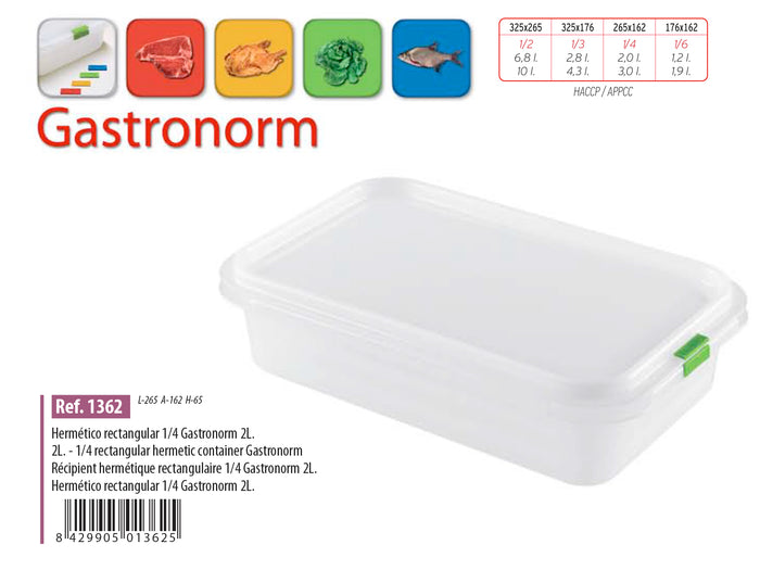 Low Gastronorm Plastic Storage Container - 2 lt