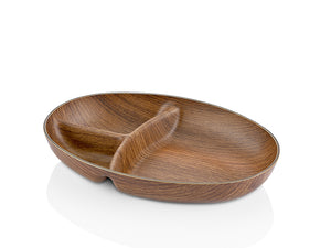 Plastic Oval Snack Dish with Wooden Finish - HouzeCart