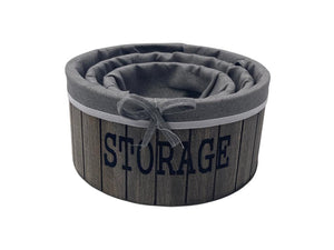 Round Wooden Storage Basket Set of 3