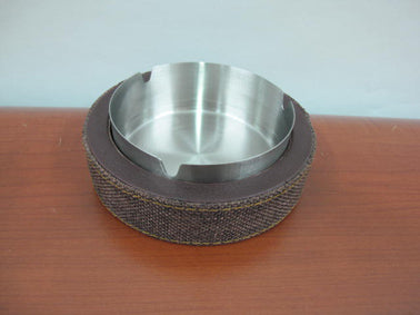 Round Leather with Fabric Ash Tray