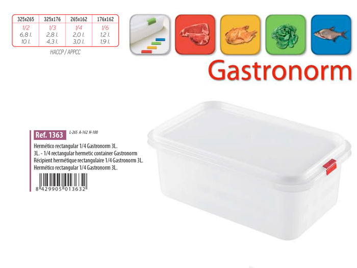 Gastronorm Plastic Storage Container - 3 lt