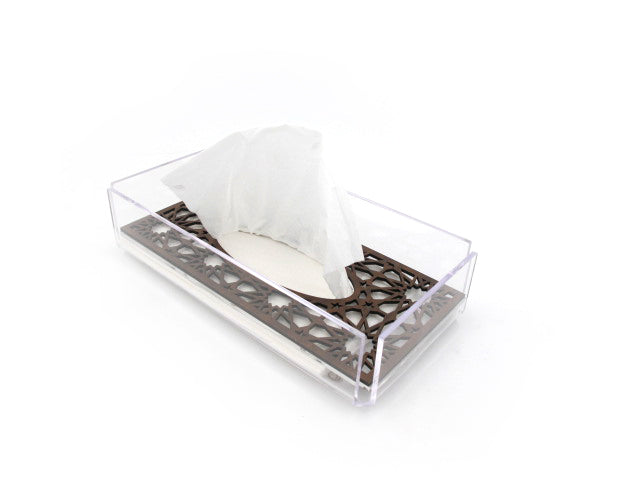 Acrylic Tissue Box with Wooden Design